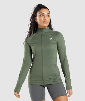Dámské Bundy Gymshark Tréninková Olivy Zelené | CZ 3539JPQ